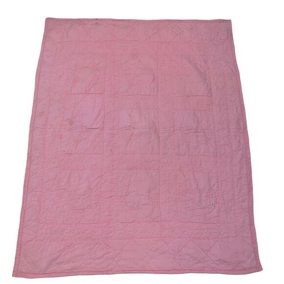 Vintage Baby Quilt Embroidered Goodnight Prayer Lay Me Down to Sleep 40” x 51” - Picture 2 of 16